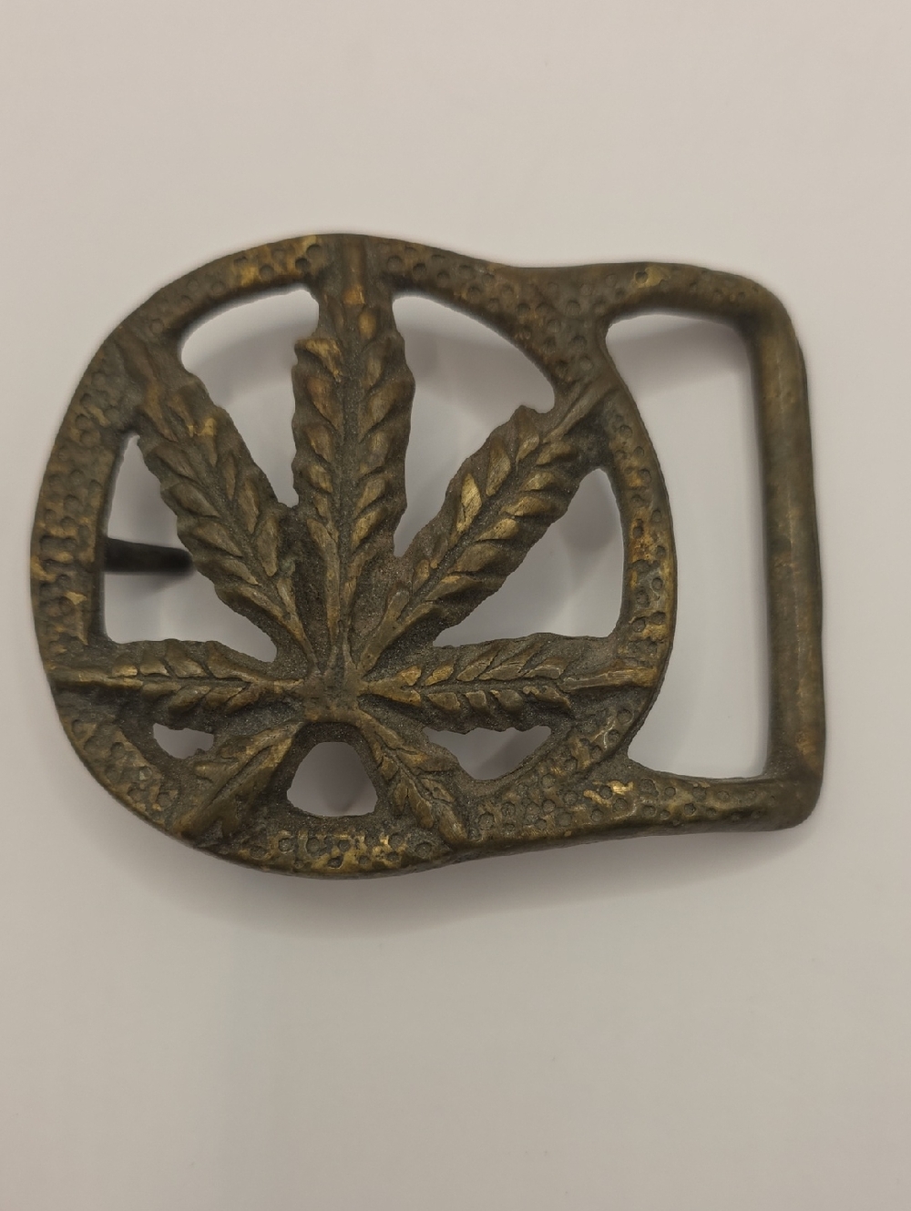 Solid Brass Cannabis Leaf Belt Buckle Brown Gold Nashville Cowboy Texas Western